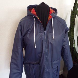 Vintage Misty Harbor Any Weather Slicker navy blue coat with hood